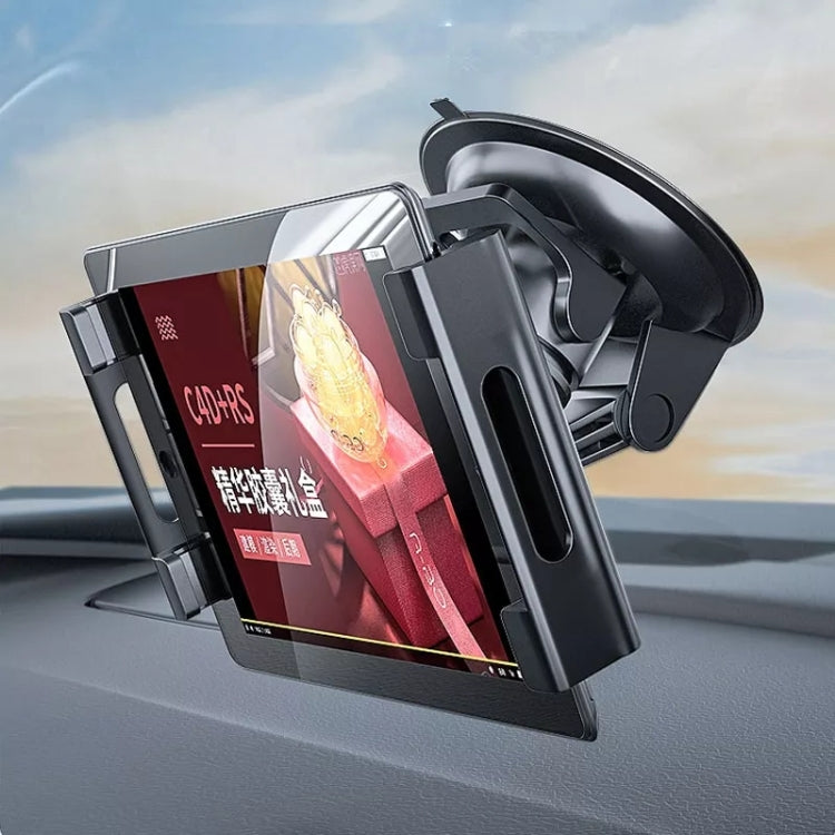 Car Dashboard Tablet Holder - Suction Cup Windshield Mount with Tray