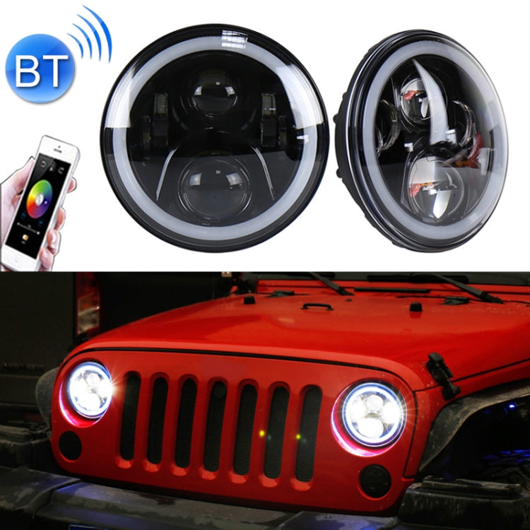 2PCS 7" 50W LED Headlights with Bluetooth APP Control – Jeep Wrangler / Harley – RGB DRL