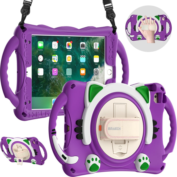 Kids iPad Mini Case - Cute Cat Shockproof EVA Cover with Handle & Strap