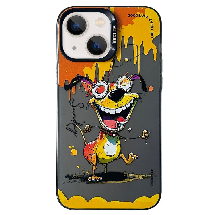 Double Layer Color Silver Series Animal Oil Painting Phone Case, For iPhone 13