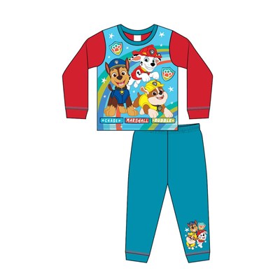 Children's pajama set with Paw Patrol characters on a white background