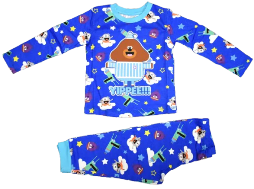 Children's pajama set with cartoon character on a blue background