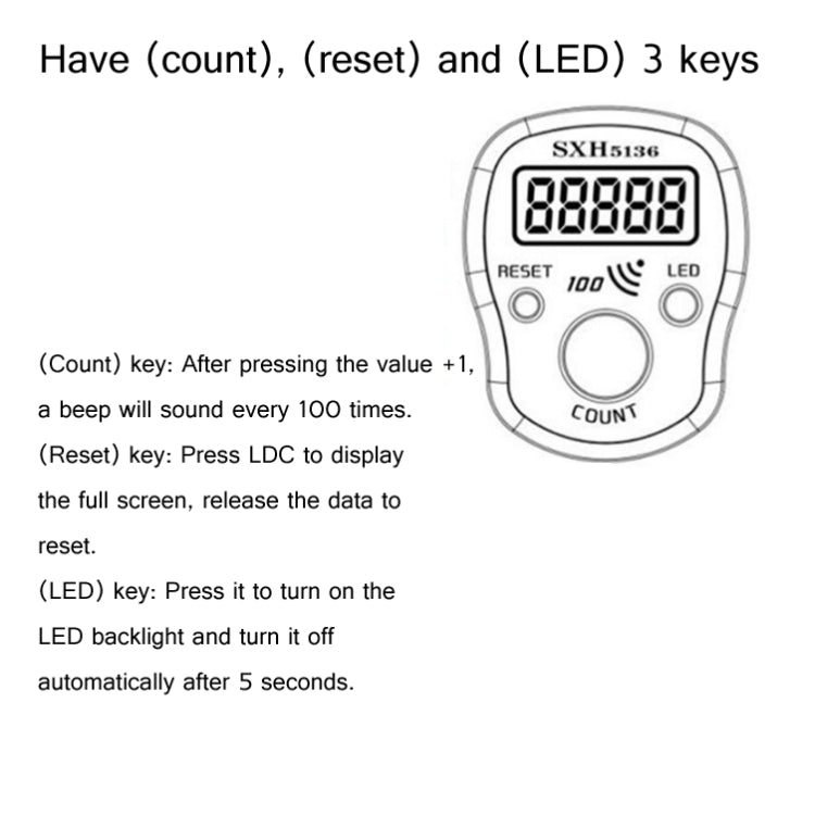 LED Luminous Electronic Counter with Sound Reminder Function After A Hundred, Random Colour Delivery, 4PCS Luminous