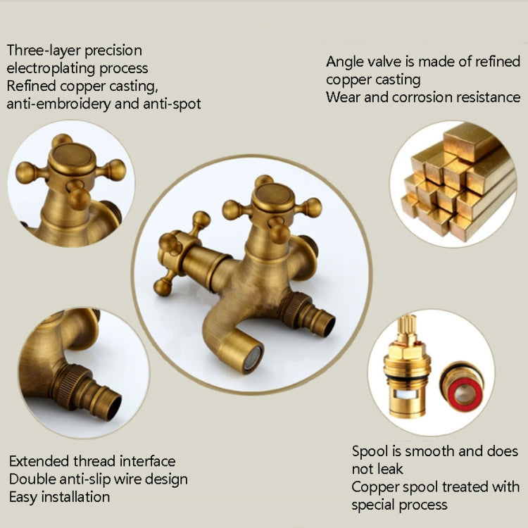 Copper Antique Washing Machine Faucet one Point two Pairs Single Cold 4 Points Faucet, Antique Washing Faucet