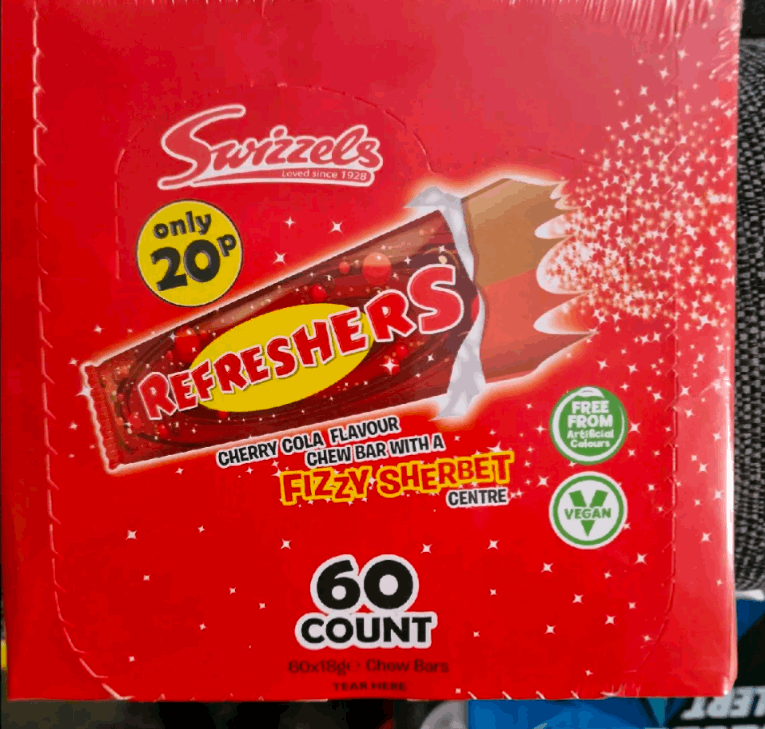 Swizzels Refreshers Chew Bars – Box of 60 Ex store hartlepool