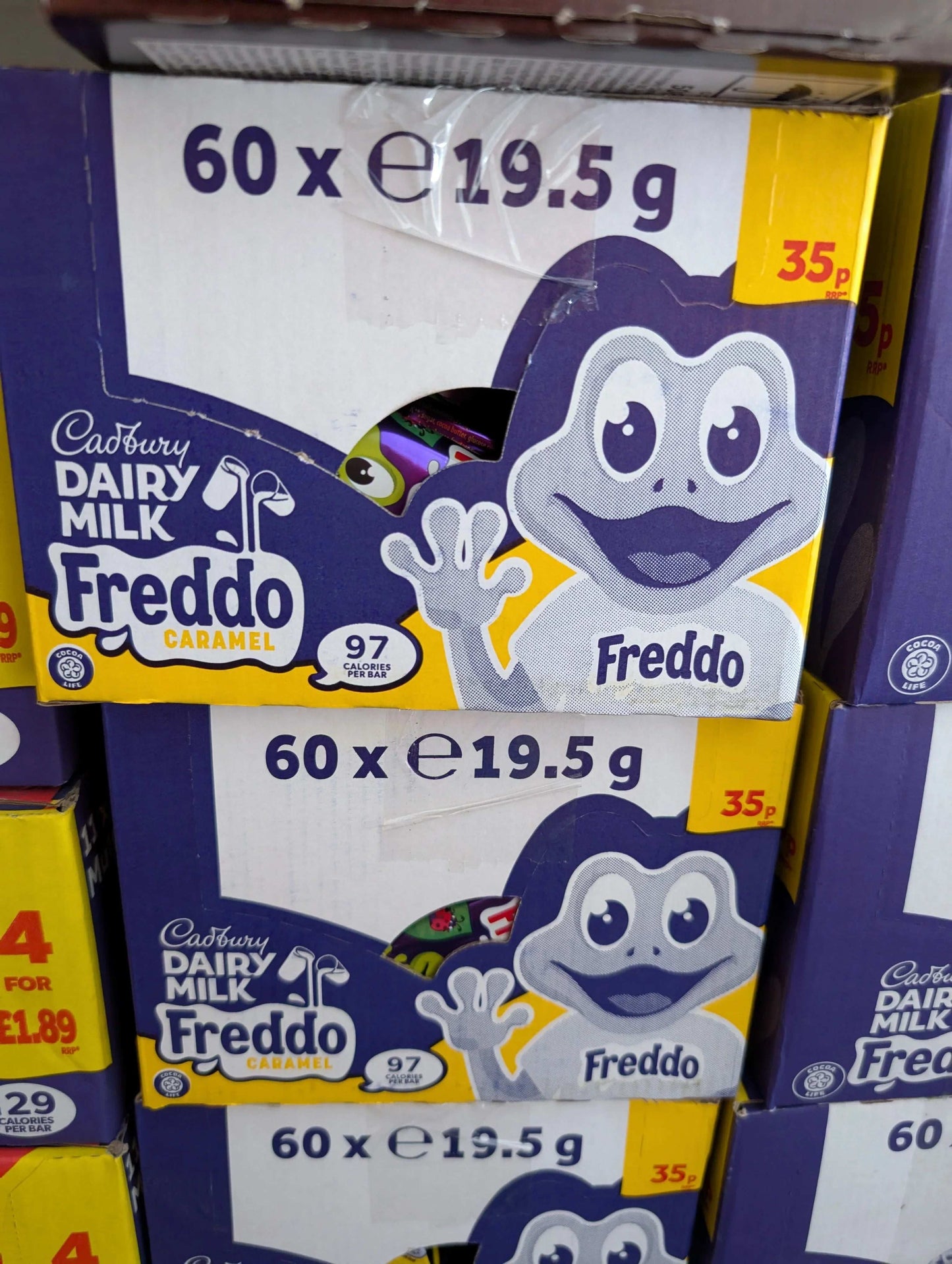 Cadbury Dairy Milk Freddo Bars – Box of 60 caramel or plain