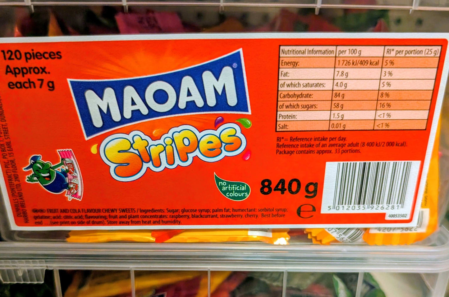 Maoam Bloxx 880g Tub – Fruit & Cola Flavour Chewy Sweets (40 Pieces) Ex store hartlepool