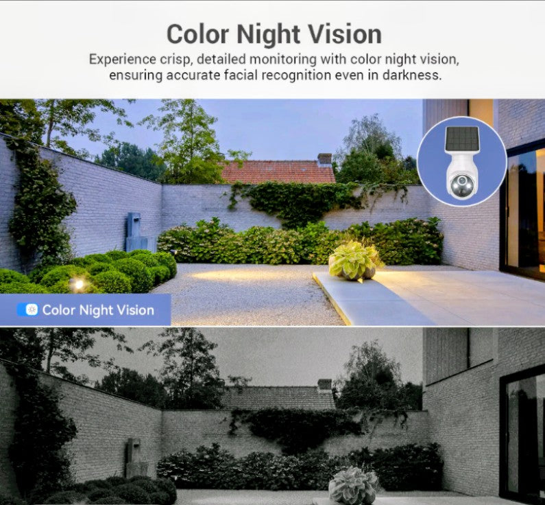 Solar Powered Outdoor Security Camera – 1080p HD, Two-Way Talk, Night Vision, AI Motion Detection