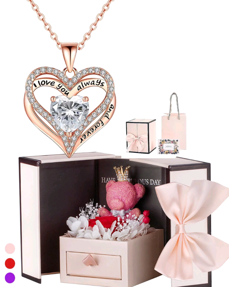 Fashion Engraved Heart Necklace Gift Box