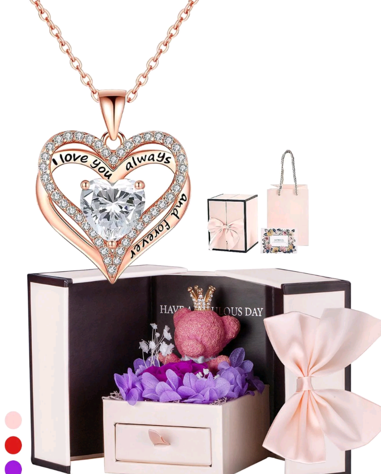 Fashion Engraved Heart Necklace Gift Box