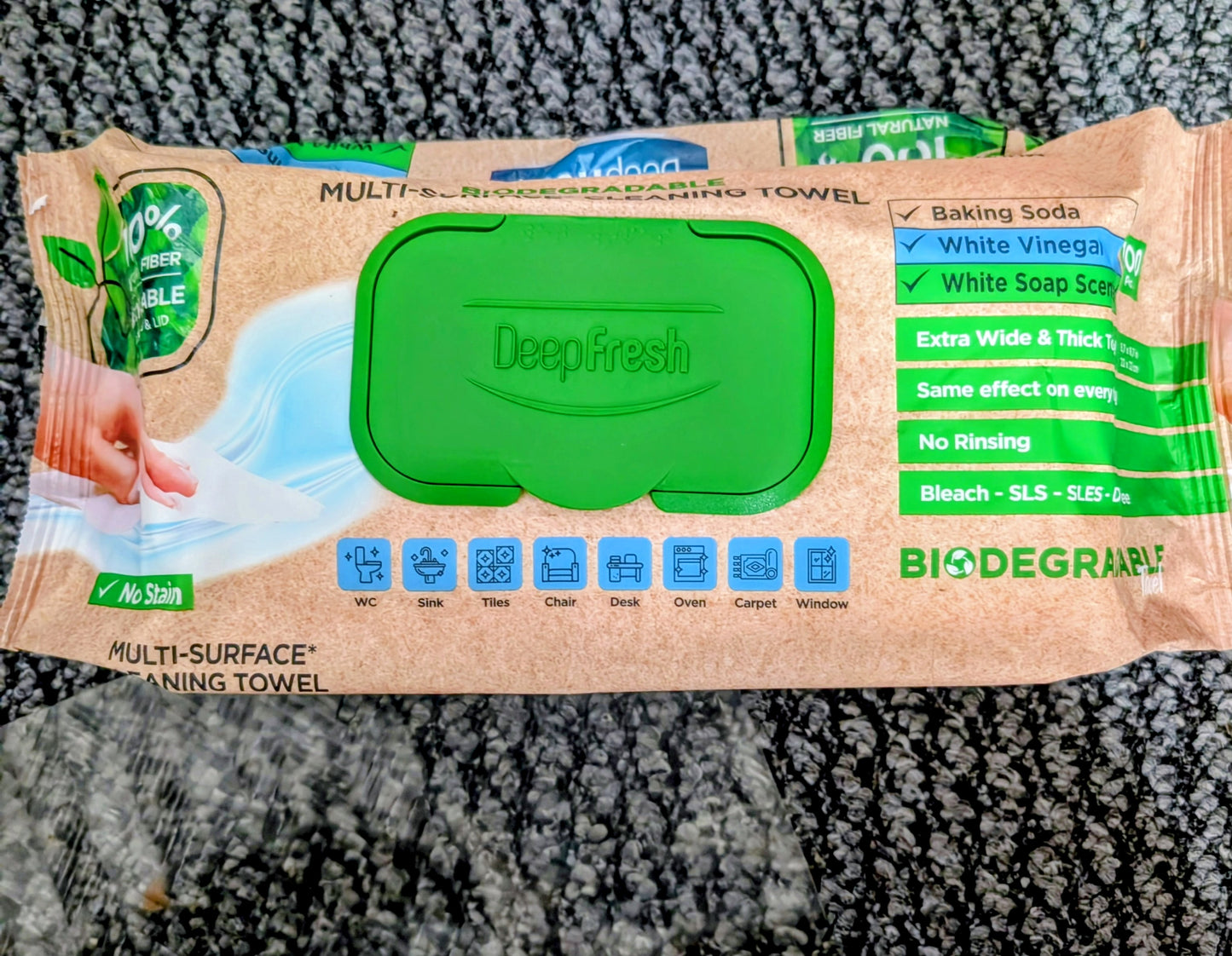 DeepFresh Multi-Surface Cleaning Wipes 100pk - Antibacterial Vegan Biodegradable
