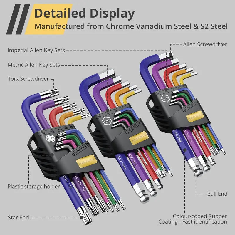 full 27pc Allen wrench set including Torx keys for bike and DIY repair