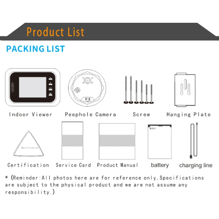 W8-S Smart Peephole Camera - 2.4" Screen 2.0MP Security Viewer with TF Card