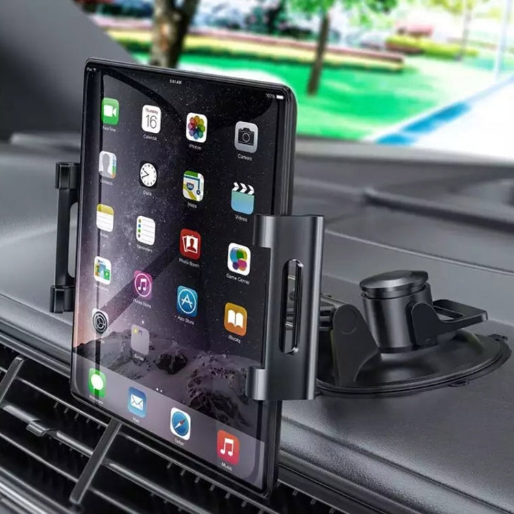 Car Dashboard Tablet Holder - Suction Cup Windshield Mount with Tray