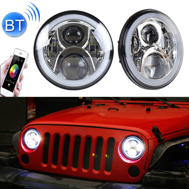 2PCS 7" 50W LED Headlights with Bluetooth APP Control – Jeep Wrangler / Harley – RGB DRL