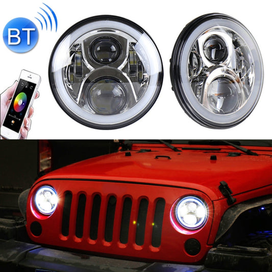 2PCS 7" 50W LED Headlights with Bluetooth APP Control – Jeep Wrangler / Harley – RGB DRL