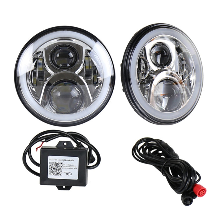 2PCS 7" 50W LED Headlights with Bluetooth APP Control – Jeep Wrangler / Harley – RGB DRL
