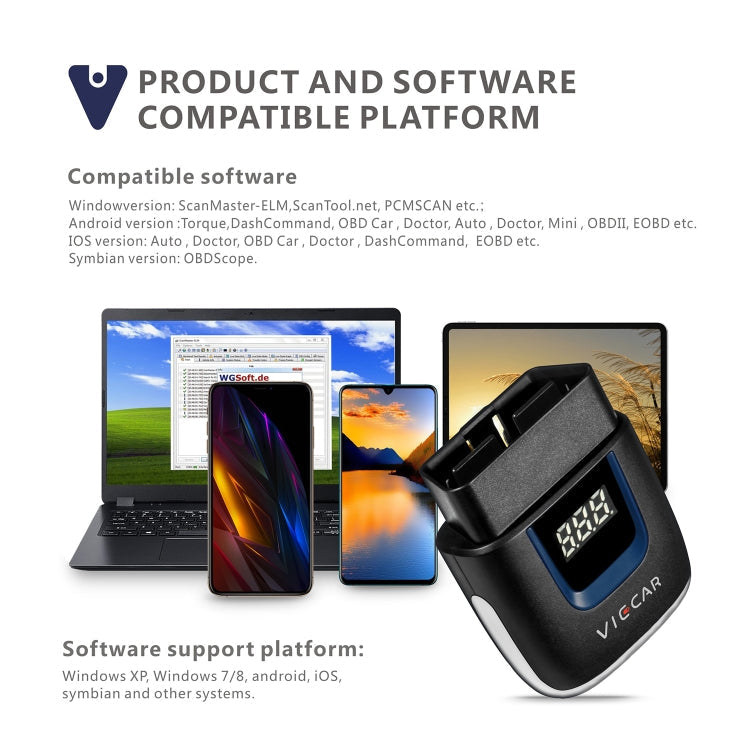 Viecar VP003 OBD2 Bluetooth Diagnostic Tool | USB Type-C Car Fault Detector