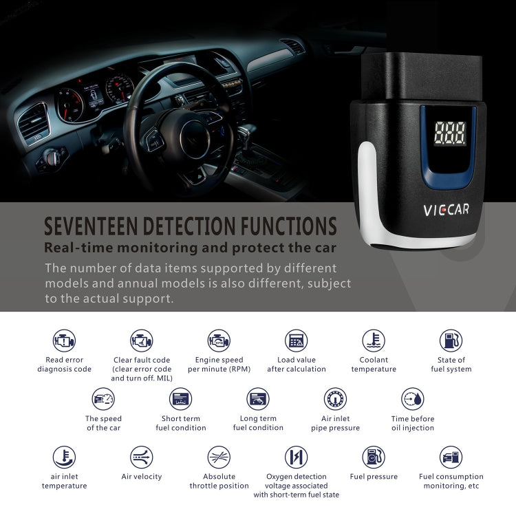 Viecar VP003 OBD2 Bluetooth Diagnostic Tool | USB Type-C Car Fault Detector