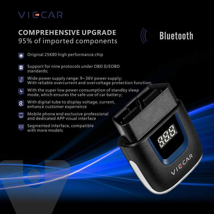Viecar VP003 OBD2 Bluetooth Diagnostic Tool | USB Type-C Car Fault Detector