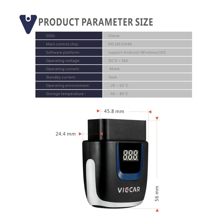 Viecar VP003 OBD2 Bluetooth Diagnostic Tool | USB Type-C Car Fault Detector