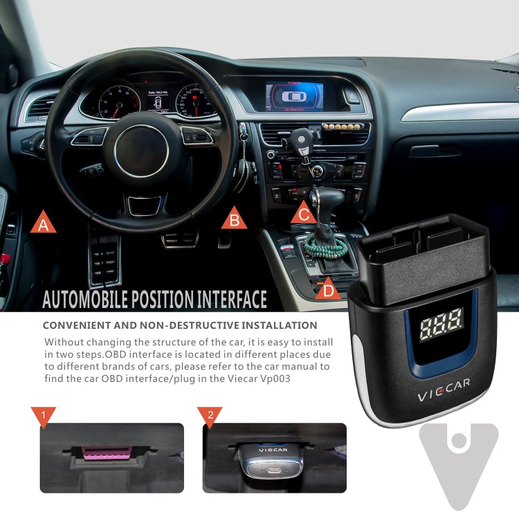 Viecar VP003 OBD2 Bluetooth Diagnostic Tool | USB Type-C Car Fault Detector