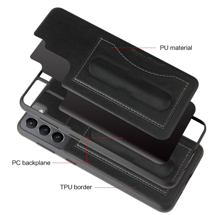 Fierre Shann Full Coverage Protective Leather Case with Holder & Card Slot, For Samsung Galaxy S21 5G, For Samsung Galaxy S21+ 5G, For Samsung Galaxy S21 Ultra 5G