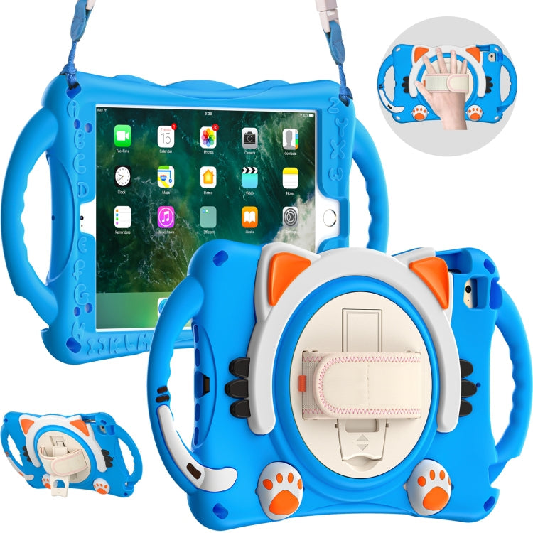 Kids iPad Mini Case - Cute Cat Shockproof EVA Cover with Handle & Strap