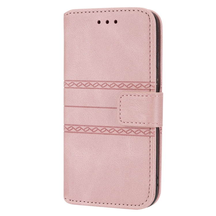 Embossed Striped Magnetic Buckle PU + TPU Horizontal Flip Leather Case with Holder & Card Slot & Wallet & Photo Frame & Sling, For iPhone 8 / 7 / 6, For iPhone 8 Plus / 7 Plus / 6 Plus