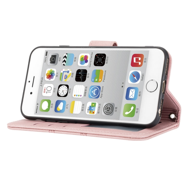 Embossed Striped Magnetic Buckle PU + TPU Horizontal Flip Leather Case with Holder & Card Slot & Wallet & Photo Frame & Sling, For iPhone 8 / 7 / 6, For iPhone 8 Plus / 7 Plus / 6 Plus