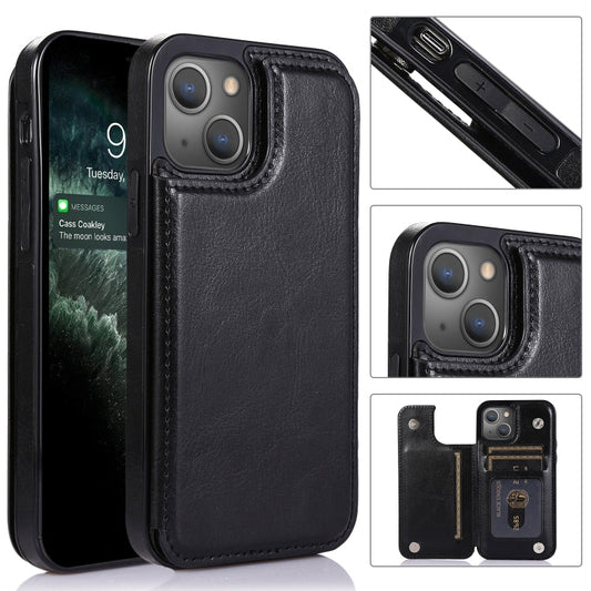 Double Buckle Shockproof PU Case with Card Slots - iPhone 13 / 13 Mini / 13 Pro
