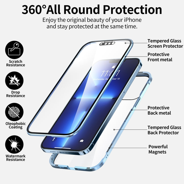HD Magnetic Metal Frame Double-sided Tempered Glass Phone Case iPhone 13