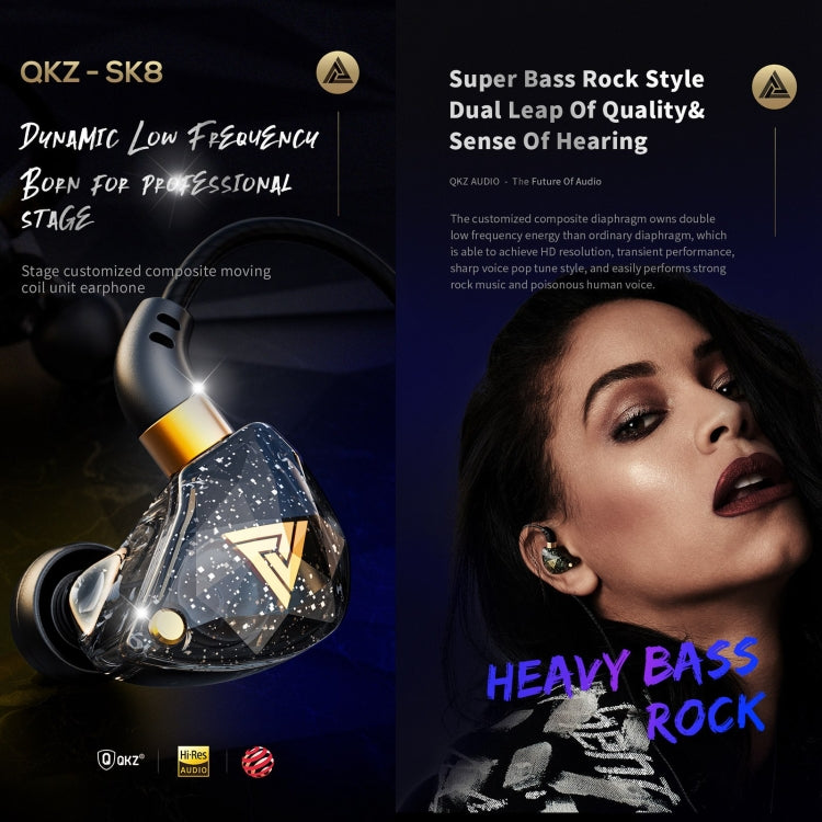 QKZ SK8 Sports Earphones - HiFi In-Ear Headphones with Mic & Dynamic Sound