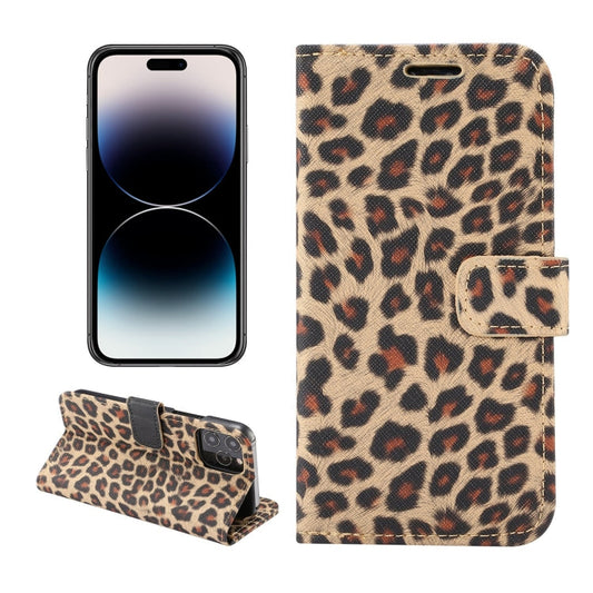 Leopard Pattern PU Leather Flip Wallet Phone Case For iPhone 14 Pro