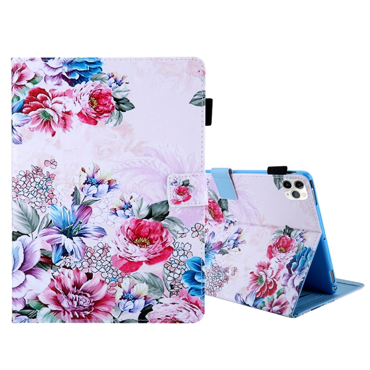 For iPad Pro 11 (2020) & (2018) Painted Pattern Tablet PC Protective Leather Case with Bracket & Card Slot & Photo Holder, Elephant Rabbit, Blue Pink Pineapple, Red Flower Pink Butterfly, Rose Flower, Red Flower Blue Butterfly, Pear Flower             ...