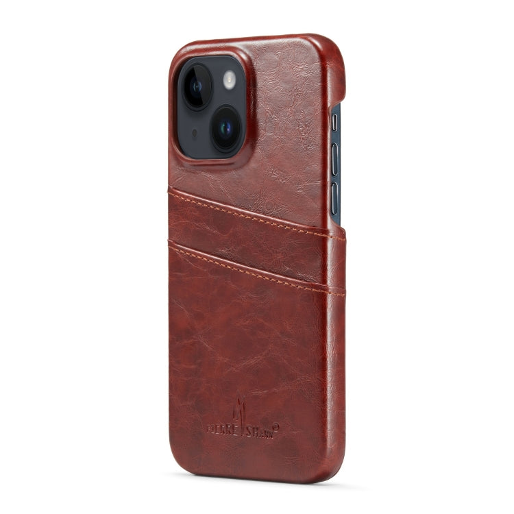 Fierre Shann Retro Oil Wax PU Leather Case with Card Slots - iPhone 14 Series