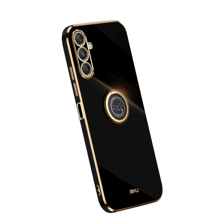 XINLI 6D Electroplate TPU Phone Case with Ring Holder - Straight Edge Design