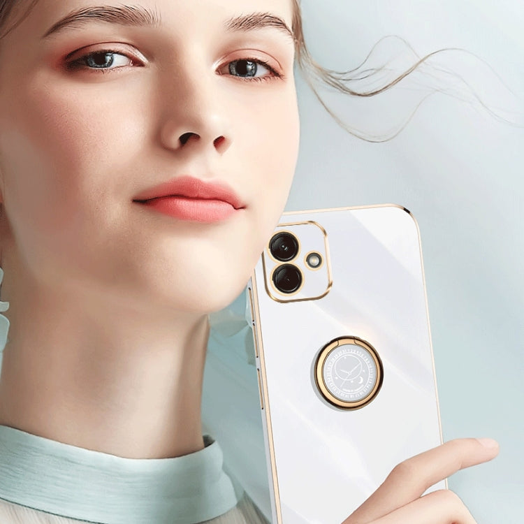 XINLI 6D Electroplate TPU Phone Case with Ring Holder - Straight Edge Design