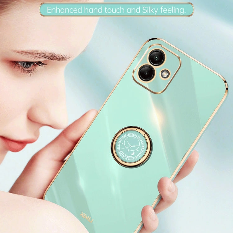 XINLI 6D Electroplate TPU Phone Case with Ring Holder - Straight Edge Design
