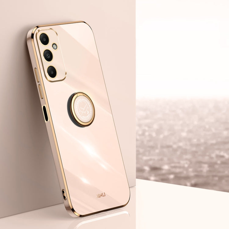 XINLI 6D Electroplate TPU Phone Case with Ring Holder - Straight Edge Design