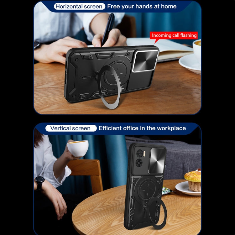 CD Texture Sliding Camshield Magnetic Holder Phone Case