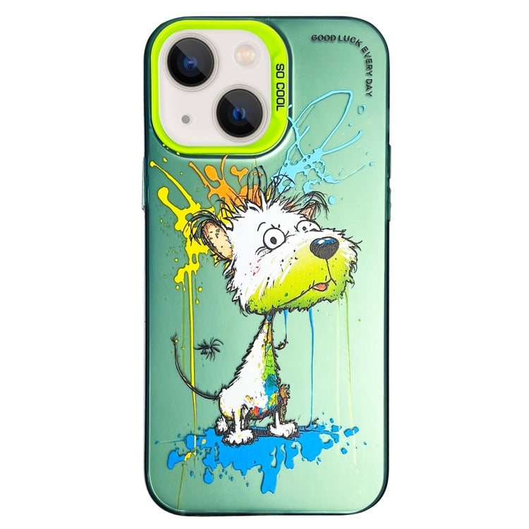 Double Layer Color Silver Series Animal Oil Painting Phone Case, For iPhone 13