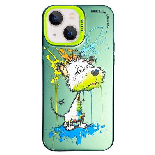 Double Layer Color Silver Series Animal Oil Painting Phone Case, For iPhone 13