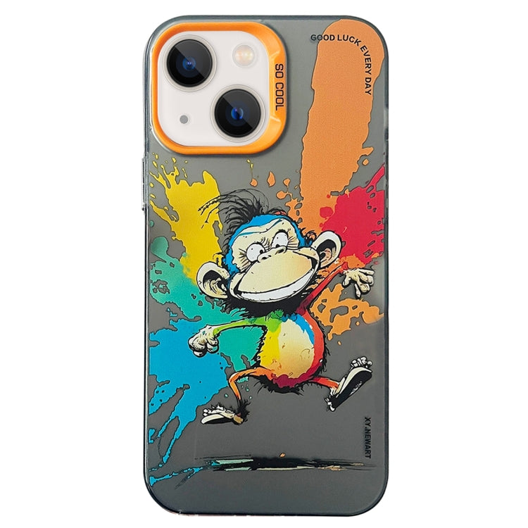 Double Layer Color Silver Series Animal Oil Painting Phone Case, For iPhone 13