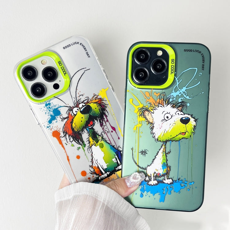 Double Layer Color Silver Series Animal Oil Painting Phone Case, For iPhone 13