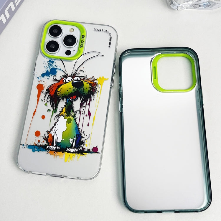 Double Layer Color Silver Series Animal Oil Painting Phone Case, For iPhone 13