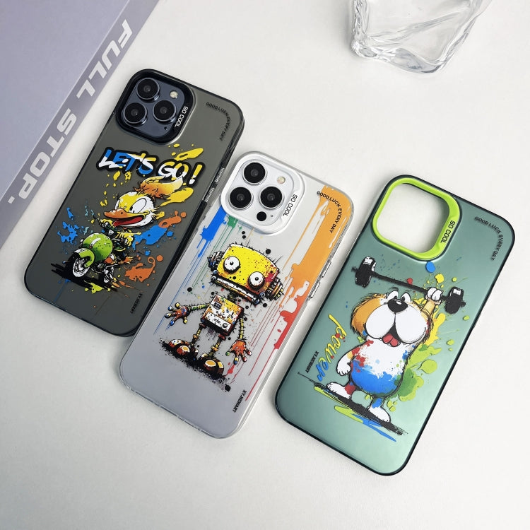 Double Layer Color Silver Series Animal Oil Painting Phone Case, For iPhone 13