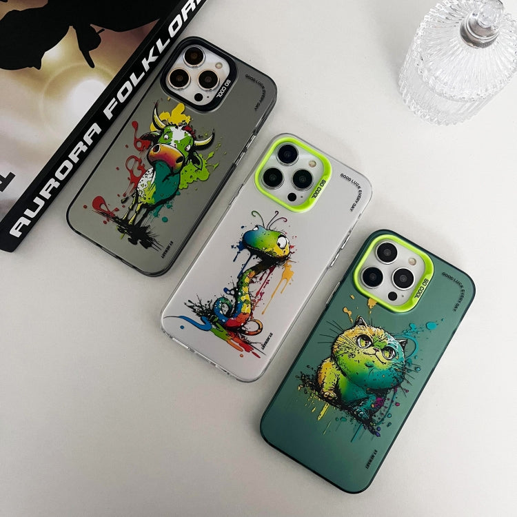 Double Layer Color Silver Series Animal Oil Painting Phone Case, For iPhone 13