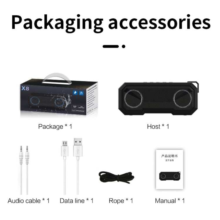 X8 Wireless Bluetooth Speaker – IPX7 Waterproof RGB Light Subwoofer