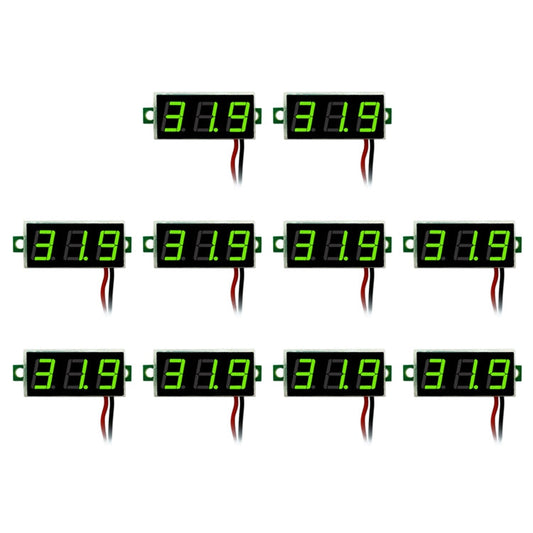 Digital Voltage Meter 10 Pack - 0.28" LED Display DC 2.5-30V | 2-Wire Voltmeter